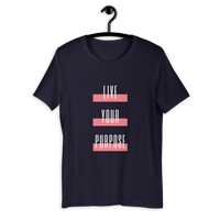 Live Your Purpose Short-Sleeve Unisex T-Shirt-Pink and Navy
